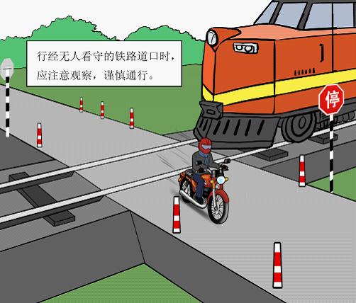 摩托車駛入鐵路道口
